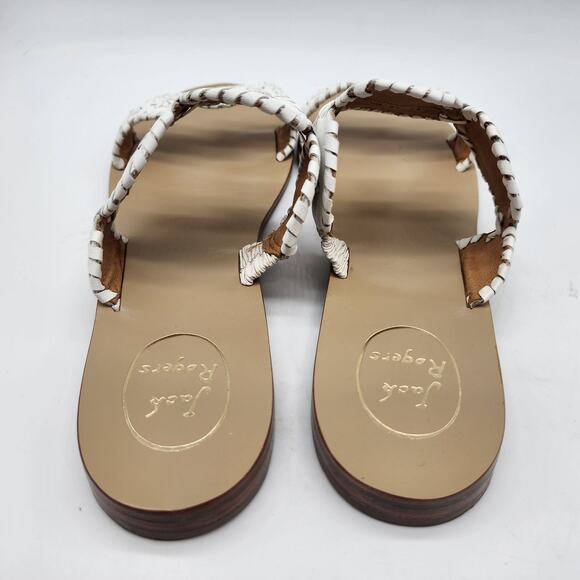 Jack Rogers Lauren White Leather Slide Sandals Flat Double Strap Shoes Size 11M - Picture 3 of 5